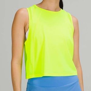 Lululemon Sculpt Cropped Tank Top - Highlight Yellow - Sz 12  -  EUC